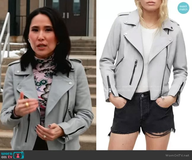 All Saints Fern Leather Biker Jacket worn by Vicky Nguyen on Today