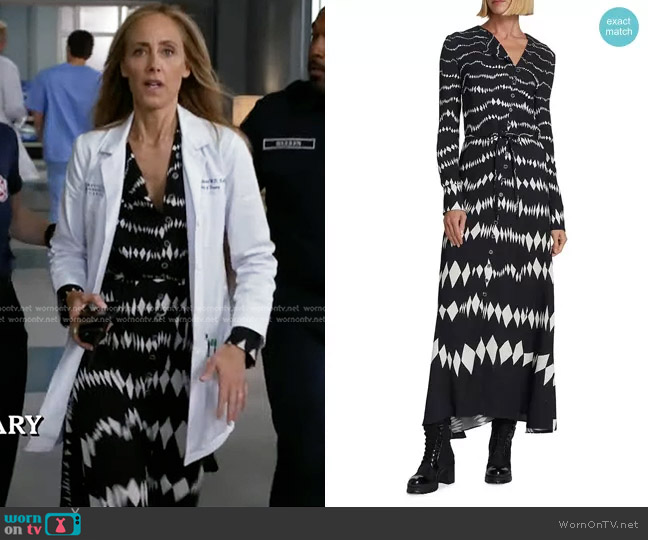 Altuzarra Undinia Graphic Maxi Dress worn by Teddy Altman (Kim Raver) on Greys Anatomy