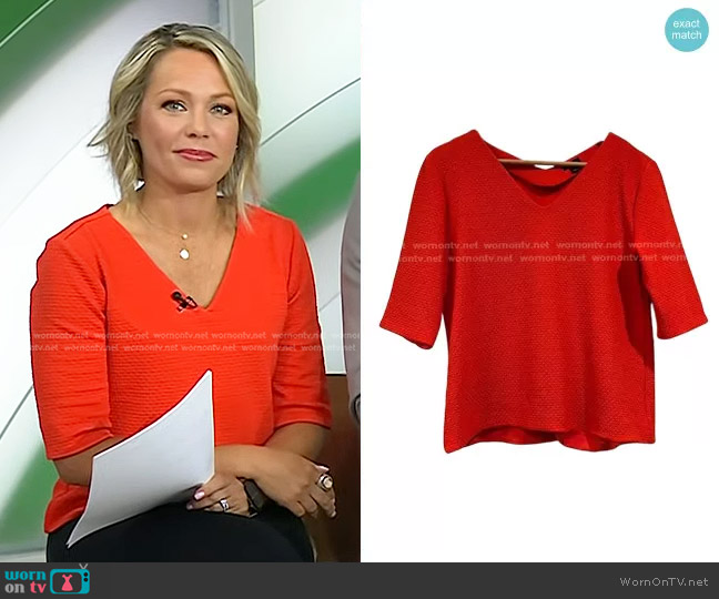 WornOnTV: Dylan’s red textured elbow sleeve top on Today | Dylan Dreyer ...