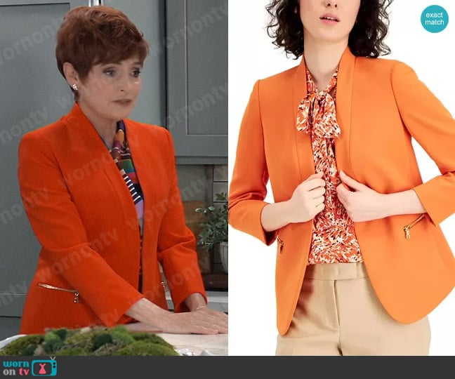 Anne Klein Zip-Pocket Open-Front Jacket worn by Diane Miller (Carolyn Hennesy) on General Hospital