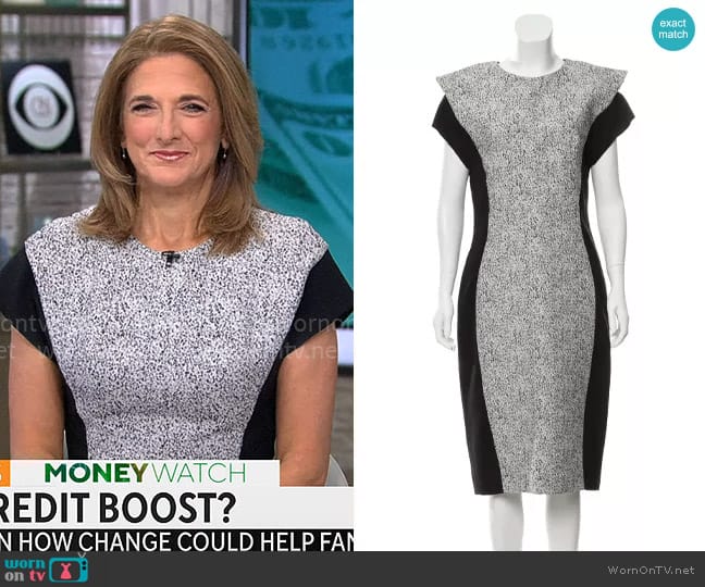 Antonio Berardi Patterned Midi Dress worn by Jill Schlesinger on CBS Mornings