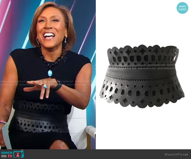 Bcbgmaxazria Scalloped Leather Belt worn by Robin Roberts on Good Morning America