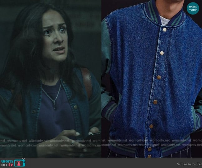 BDG Vintage Denim Bomber Jacket worn by Nadia (Amy-Leigh Hickman) on You