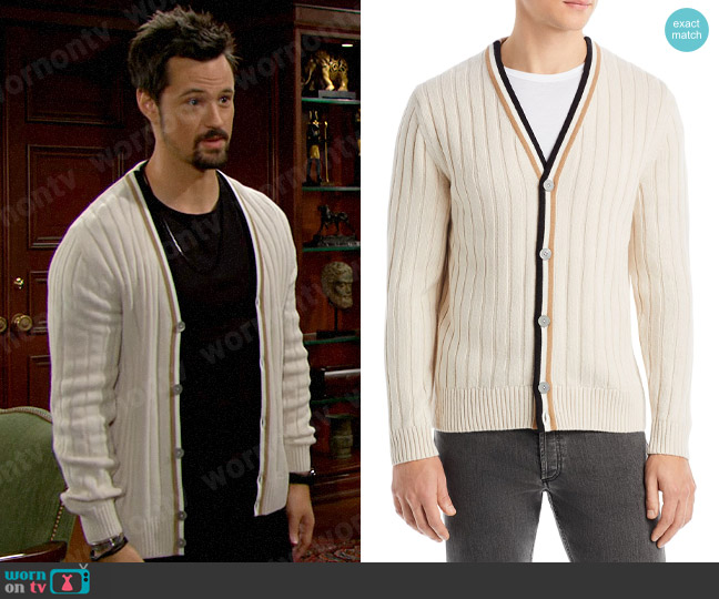 BOSS Losilvio Ribbed Cardigan worn by Thomas Forrester (Matthew Atkinson) on The Bold and the Beautiful