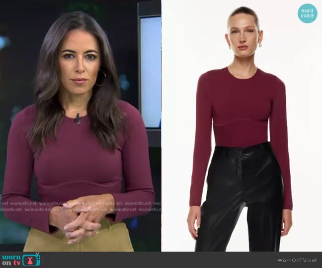 Babaton Sculpt Knit Empire Longsleeve in Grapevince worn by Kaylee Hartung on Today