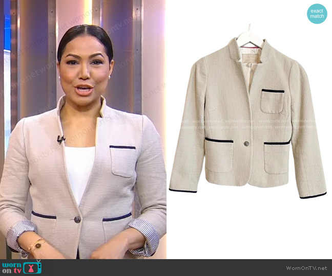 Banana Republic Cotton Tweed Textured Blazer worn by Stephanie Ramos on Good Morning America