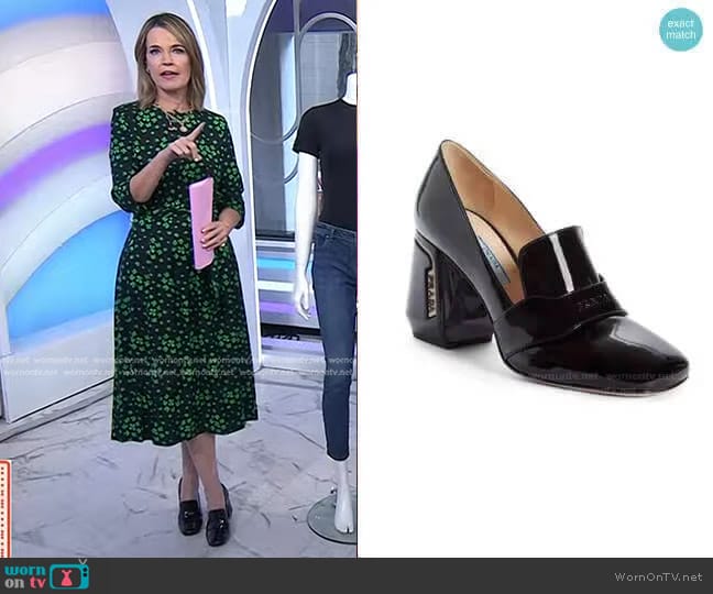 Prada Block Heel Loafer Pump worn by Savannah Guthrie on Today