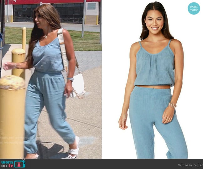 Bobi Beach Gauze Smocked Waist Cami worn by Teresa Giudice on The Real Housewives of New Jersey