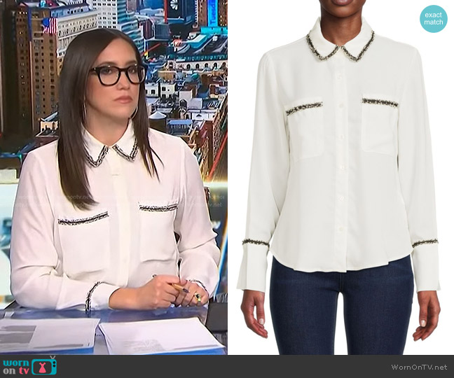 Laundry by Shelli Segal Bouclé Trim Shirt worn by Savannah Sellers on NBC News Daily