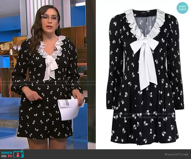 Maje Bow Print Pleated Dress worn by Savannah Sellers on NBC News Daily