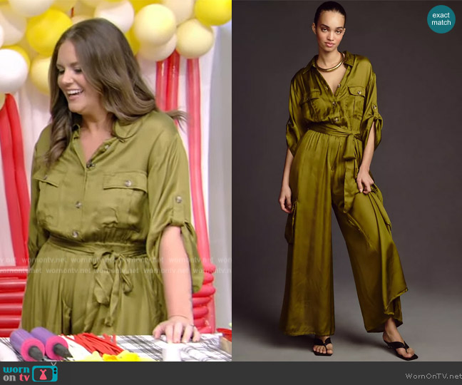 Anthropologie Silky Cargo Jumpsuit worn by Monica Mangin on Live with Kelly and Ryan