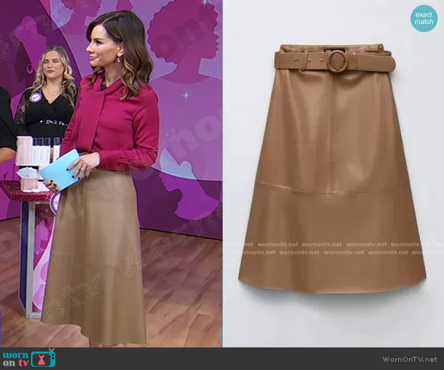 Zara Cape Skirt with Belt worn by Rebecca Jarvis on Good Morning America