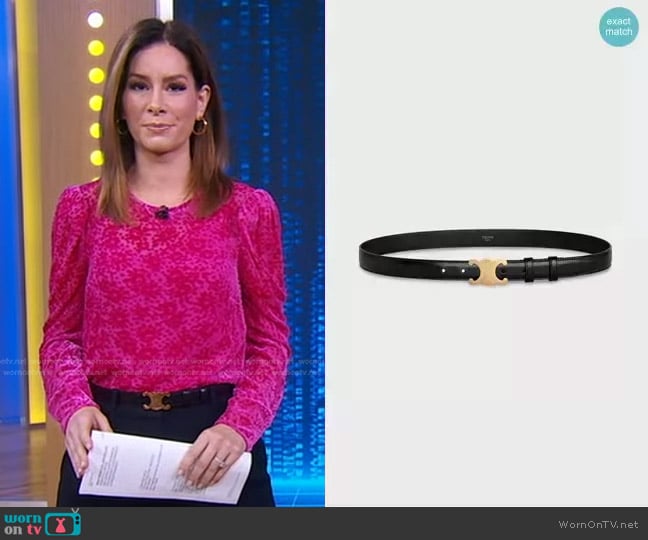 Celine Medium Triomphe Belt in Smooth Calfskin worn by Rebecca Jarvis on Good Morning America