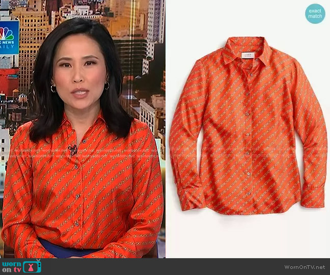 J. Crew Collection Silk Twill shirt worn by Vicky Nguyen on NBC News Daily