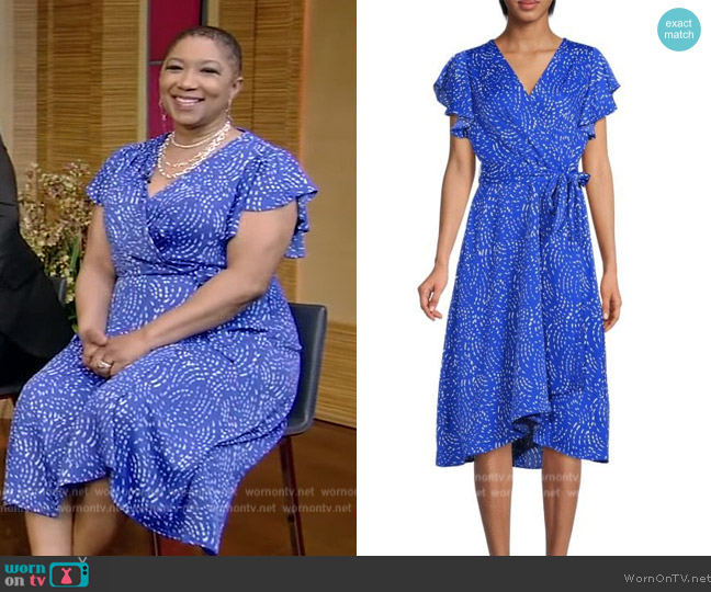 DKNY Print Faux Wrap Dress worn by Deja Vu on Live with Kelly and Ryan