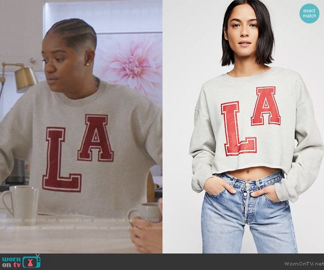 Free People Cropped Graphic Sweatshirt worn by Tamia Cooper (Bre Z) on All American