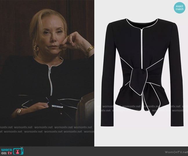 Emporio Armani Milano-Stitch Jacket with Oversized Bow worn by J. Smith-Cameron (J. Smith-Cameron) on Succession