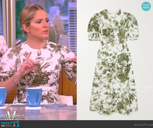 Erdem Kira floral-print matelasse midi dress worn by Sara Haines on The View