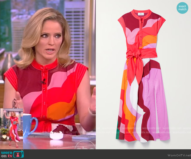 Etro Belted printed cotton-blend midi shirt dress worn by Sara Haines on The View