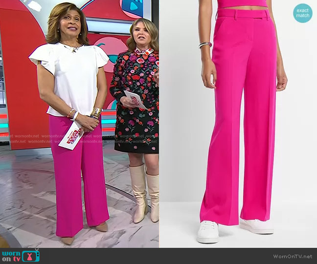 Express Editor Mid Rise Relaxed Trouser Pant in Neon Berry worn by Hoda Kotb on Today