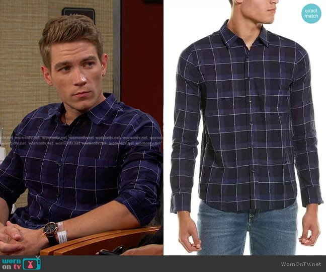 Frame Denim Long-Sleeve Pocket Shirt worn by Tripp Johnson (Lucas Adams) on Days of our Lives