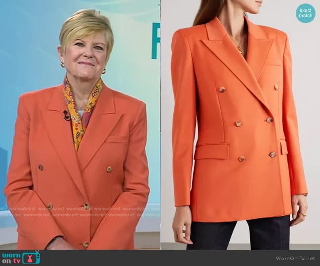 Gabriela Hearst Layne Double-Breasted Cashmere Blazer worn by Anne Thompson on Today