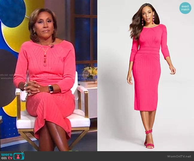 WornOnTV: Robin’s pink stitched knit dress on Good Morning America ...