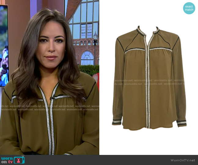 Greylin Braided Trim Blouse in Olive Green worn by Kaylee Hartung on Today