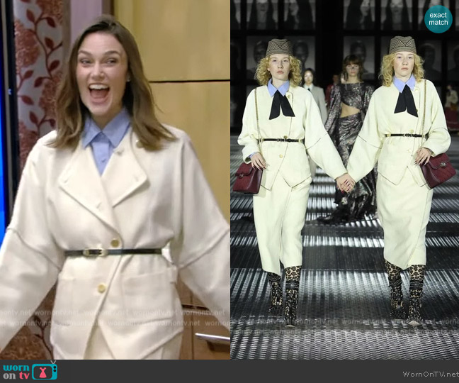 Gucci Fall Winter 2023 Collection worn by Keira Knightley on Live with Kelly and Ryan