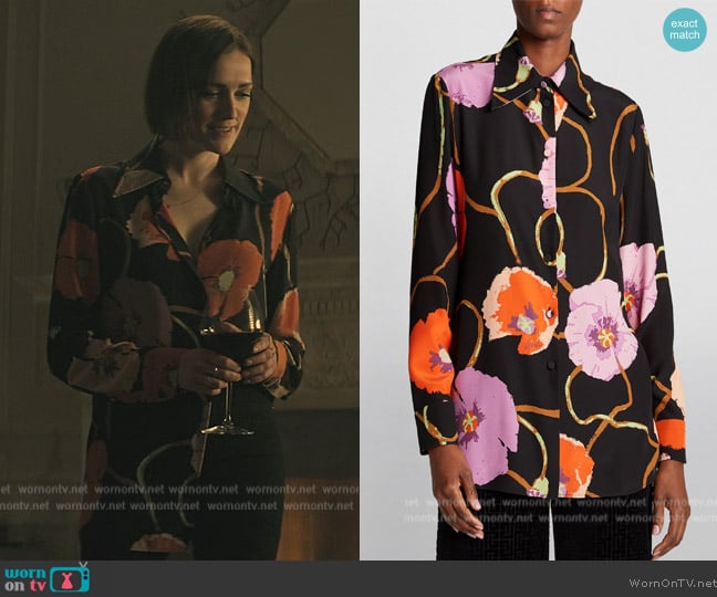 Gucci x Ken Scott Floral Print Silk Shirt worn by Kate (Charlotte Ritchie) on You