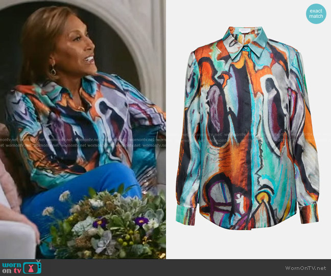 Gabriela Hearst Henri Top in A Place Called Home worn by Robin Roberts on Good Morning America