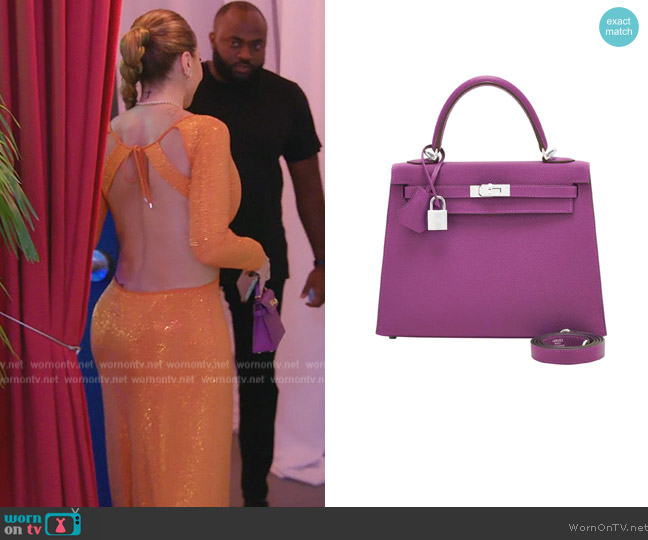 Anemone Epsom Sellier Orchid Purple Shoulder Bag by Hermes worn by Larsa Pippen (Larsa Pippen) on The Real Housewives of Miami