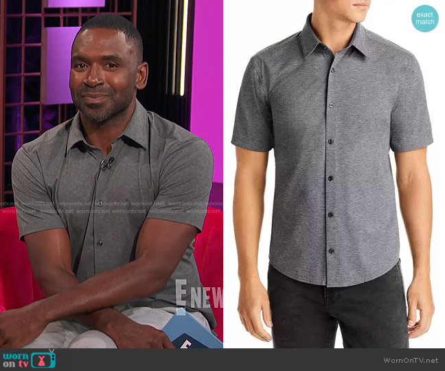 Hugo Boss Ermino Slim Fit Short Sleeve Shirt worn by Justin Sylvester on E! News