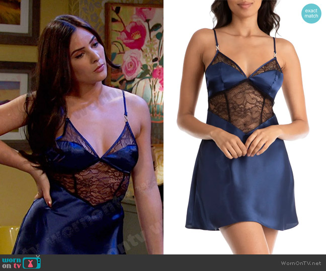 In Bloom by Jonquil Noelle Satin & Lace Chemise worn by Gabi Hernandez (Camila Banus) on Days of our Lives