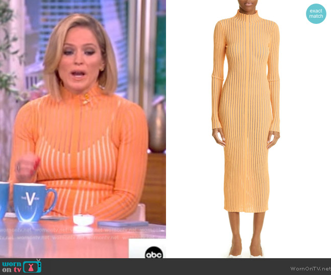 Interior Ridley Plaited Long Sleeve Cotton Blend Sweater Dress worn by Sara Haines on The View