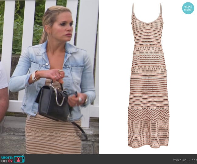 Intermix Shelly Striped Knit Maxi Dress worn by Jackie Goldschneider on The Real Housewives of New Jersey