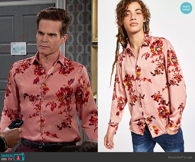 INC International Concepts Regular-Fit Floral-Print Shirt worn by Leo Stark (Greg Rikaart) on Days of our Lives