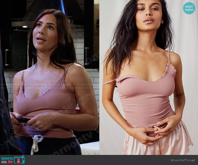 Intimately at Free People Easy To Love Cami in Copper Rose worn by Gabi Hernandez (Camila Banus) on Days of our Lives