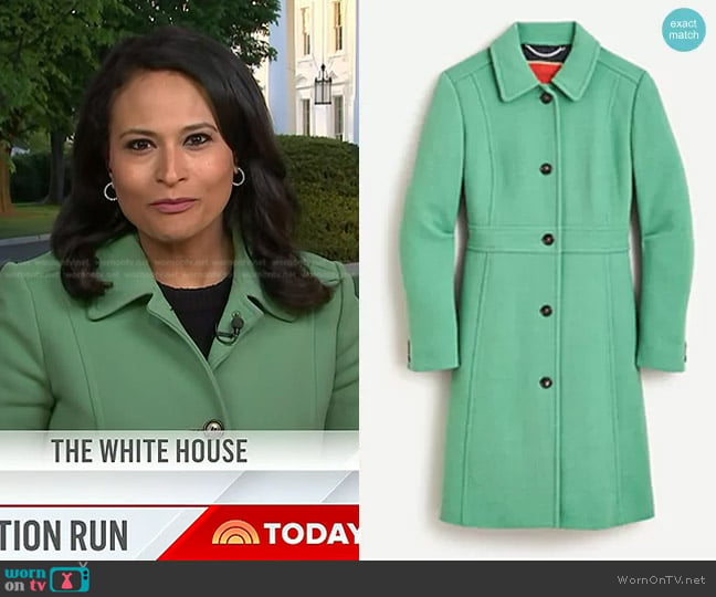 J. Crew Classic Lady Day Coat in Italian Double-Cloth Wool with Thinsulate worn by Kristen Welker on Today