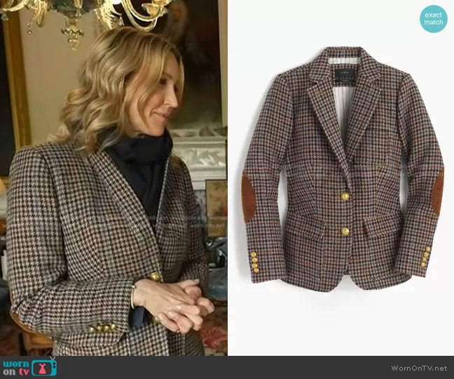 J. Crew Rhodes Blazer In Houndstooth Wool worn by Lara Spencer on Good Morning America