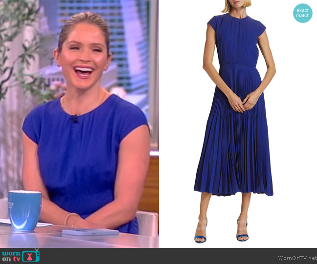 Jason Wu Cap-Sleeve Pleated Midi-Dress worn by Sara Haines on The View