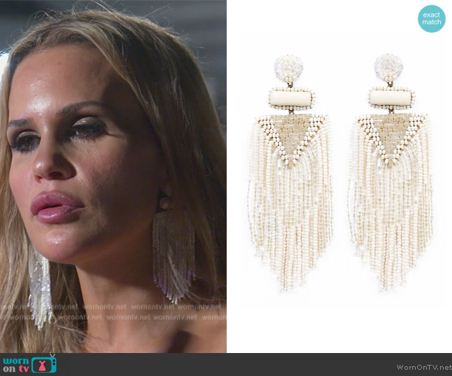 Deepa Gurnani Jody Beaded Tassel Earrings worn by Jackie Goldschneider on The Real Housewives of New Jersey