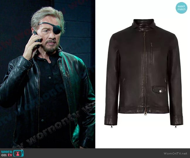 John Varvatos York Slim Fit Leather Jacket worn by Steve Johnson (Stephen Nichols) on Days of our Lives