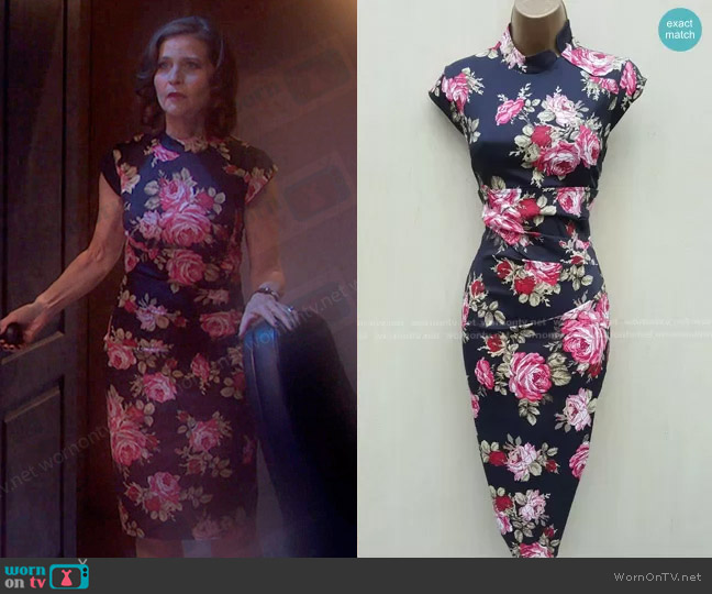 Karen Millen Floral Oriental Pencil Dress worn by Megan Hathaway (Miranda Wilson) on Days of our Lives