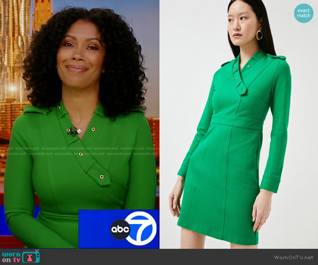 Karen Millen Ponte Wrap Front Tab Detail Jersey Dress worn by Shirleen Allicot on Good Morning America