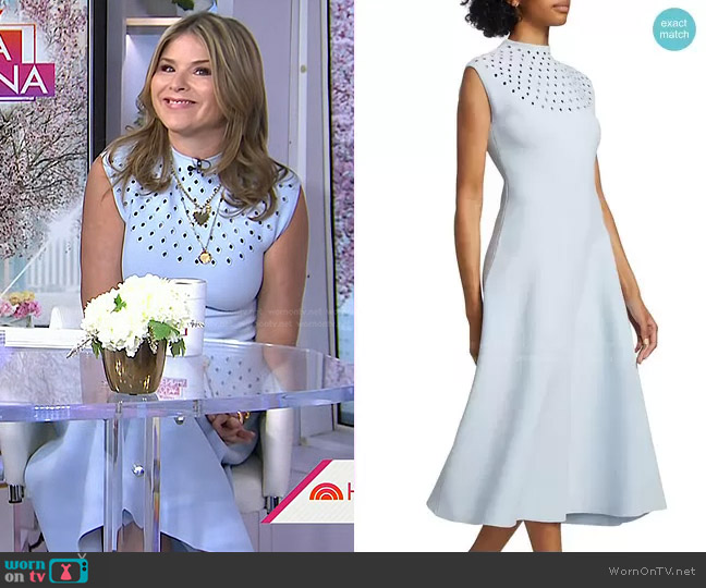 Lela Rose Knit Diamond-Shaped Eyelet Midi-Dress worn by Jenna Bush Hager on Today