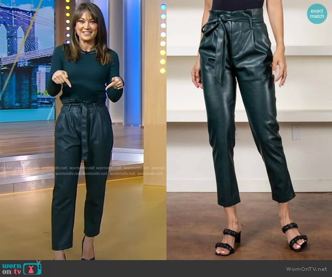 Lucy Paris Faux Leather Paperbag-Waist Pants worn by Ginger Zee on Good Morning America