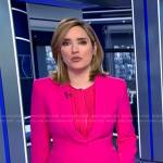 Margaret’s pink shawl collar blazer on CBS Evening News