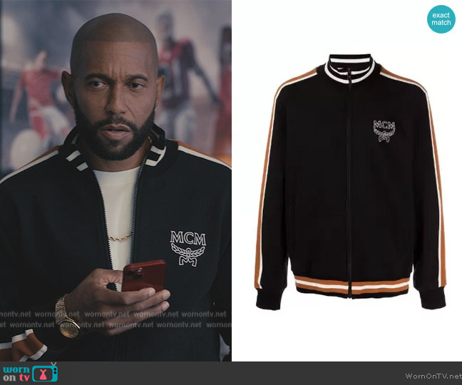 MCM Embroidered Logo zip-up Track Jacket worn by (Brooklyn McLinn) on Bel-Air