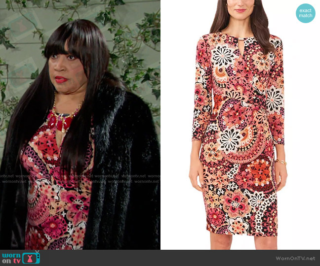 MSK Printed Wrap-Front Dress worn by Paulina Price (Jackée Harry) on Days of our Lives